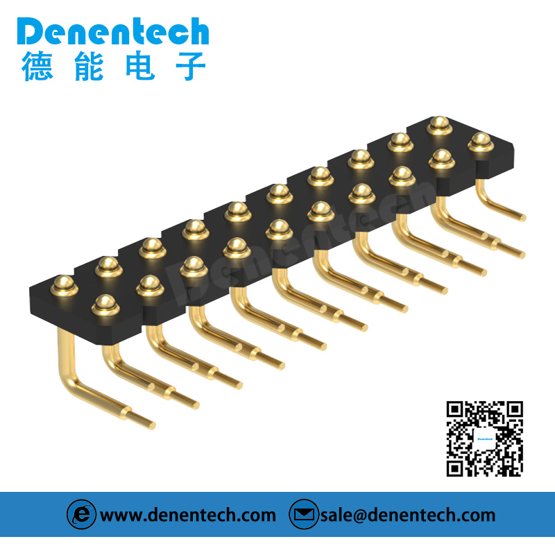 Denentech promotional product 3.0MM H1.27MM dual row male right angle DIP pogo pin
